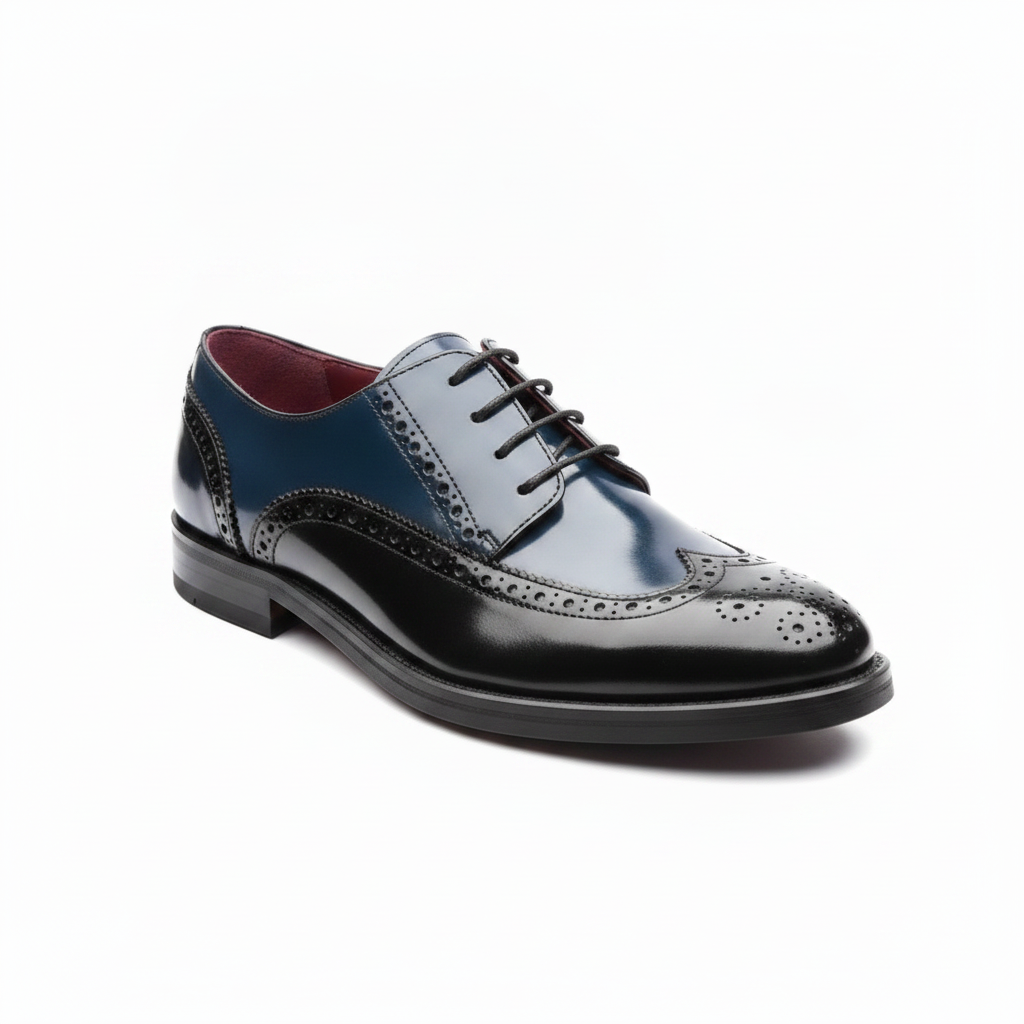 Zapato Brogue de cordones bicolor de mujer azul y negro