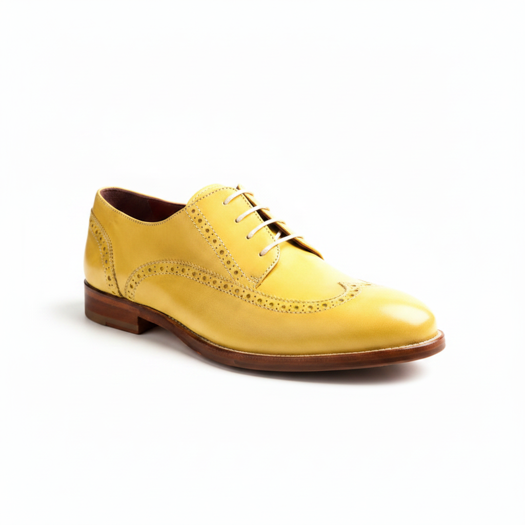 Zapato estilo Oxford de cordones Amarillo de mujer Ethel Lemon Yellow hecho a mano en España por Beatnik Shoes