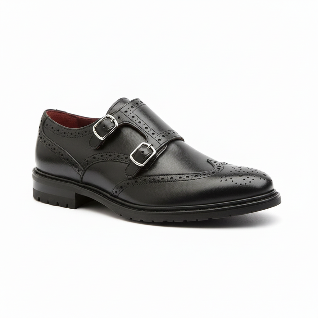 Zapatos Monkstrap negros de Mujer Beatnik June Black Brogue