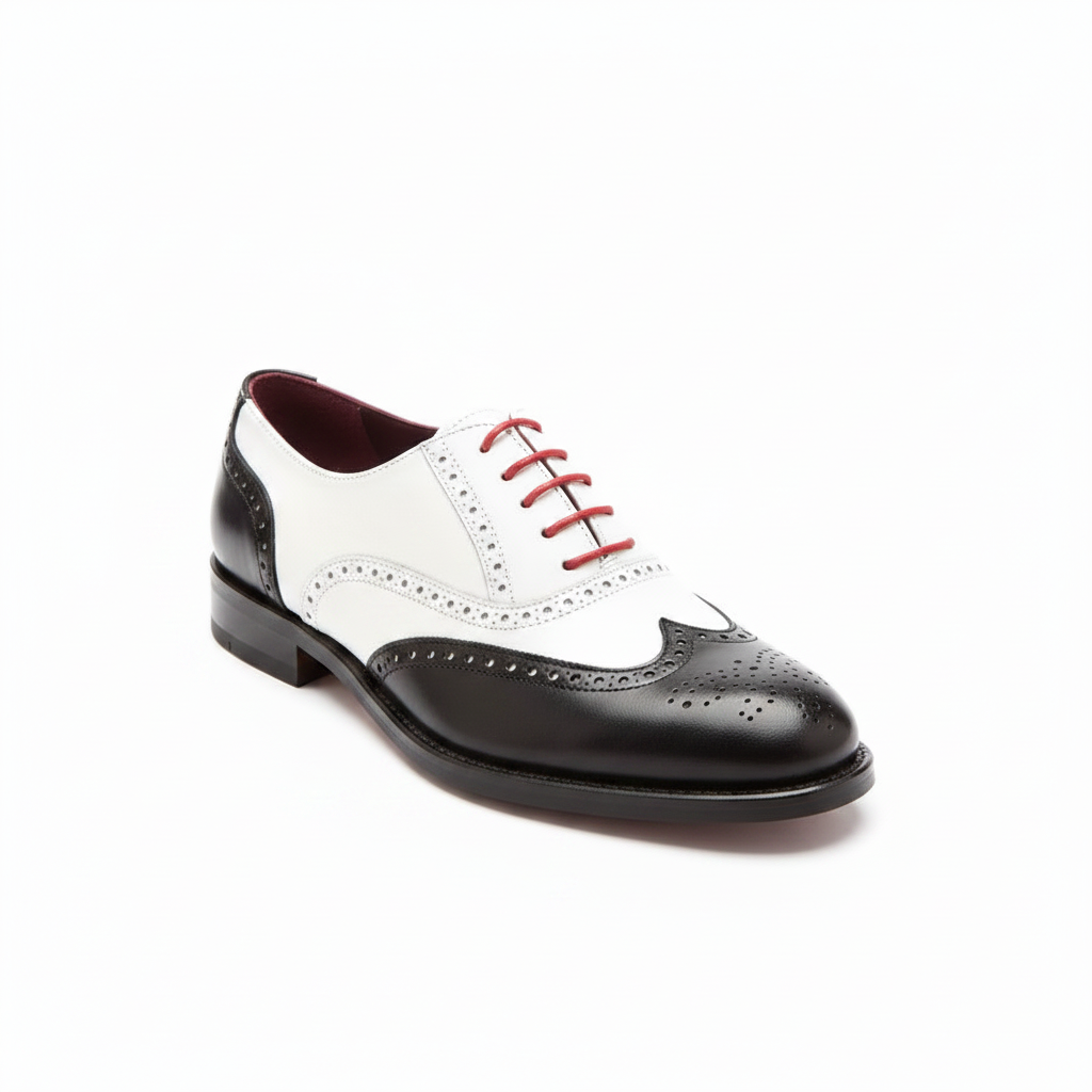 Zapato bajo de cordones estilo Oxford de mujer bicolor blanco y negro Lena BW por Beatnik Shoes